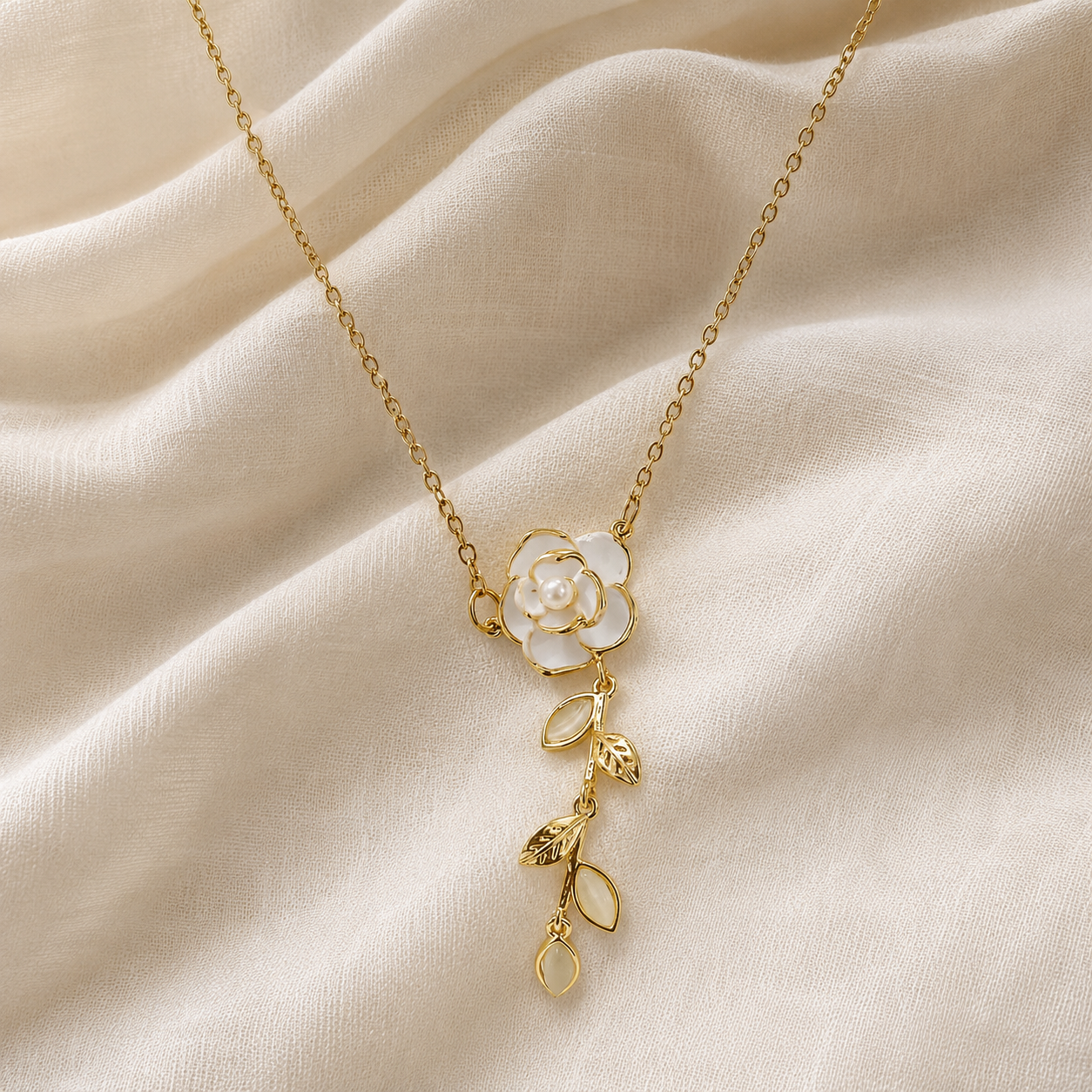 White Rose Necklace