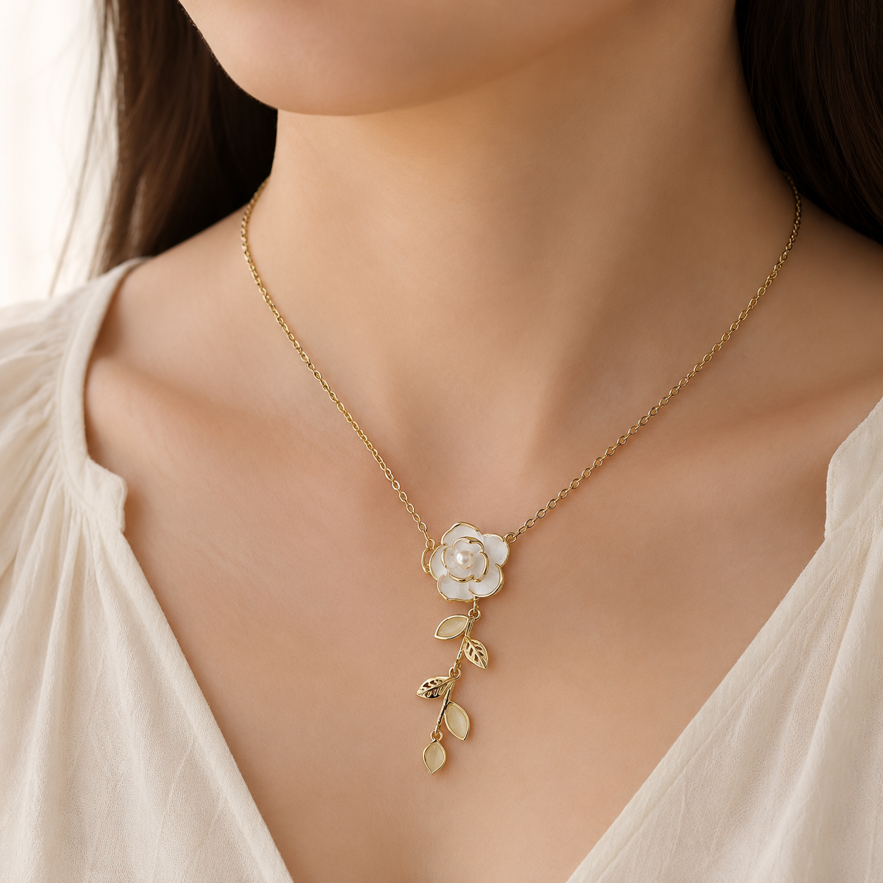White Rose Necklace