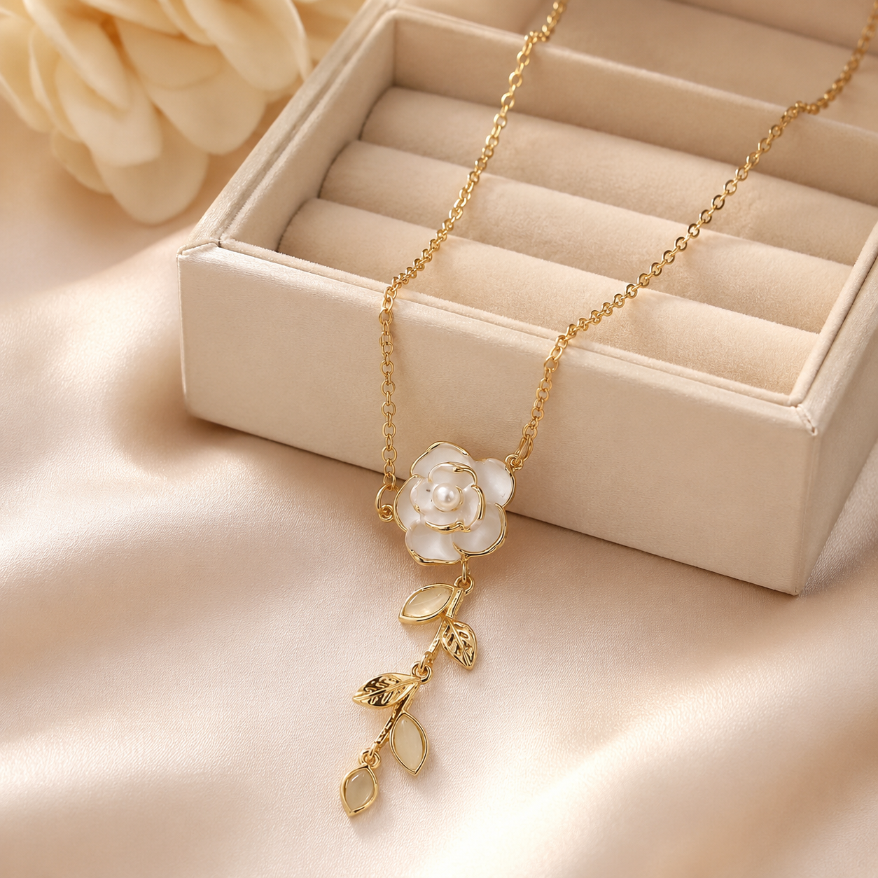 White Rose Necklace