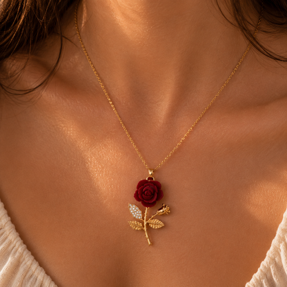 Elegant Red Rose Necklace