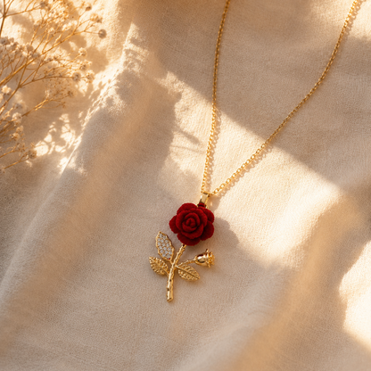 Elegant Red Rose Necklace