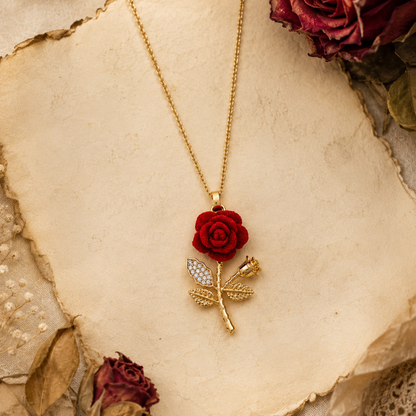 Elegant Red Rose Necklace