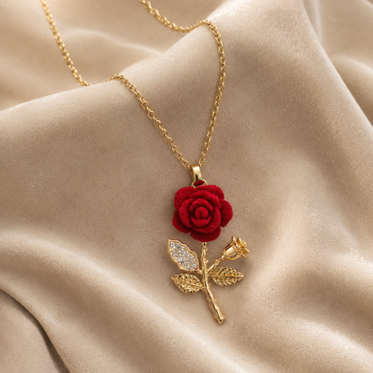Elegant Red Rose Necklace