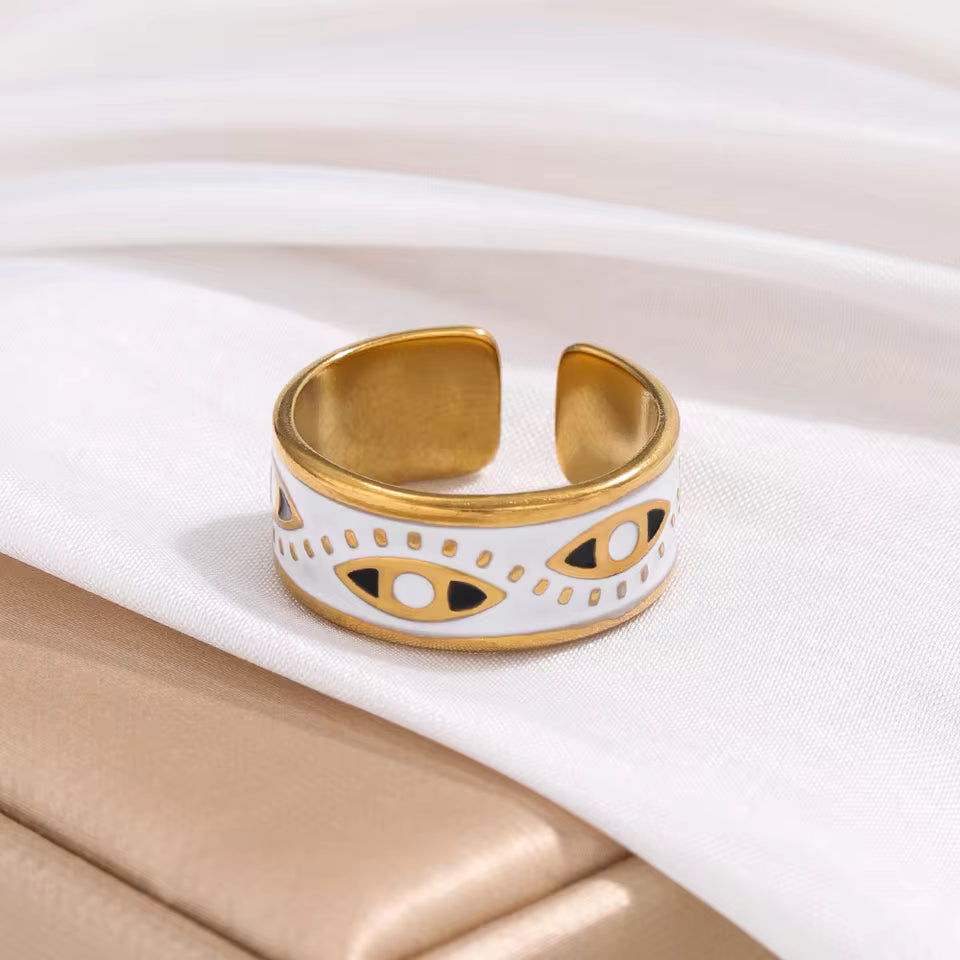 Ring Evil Eye White