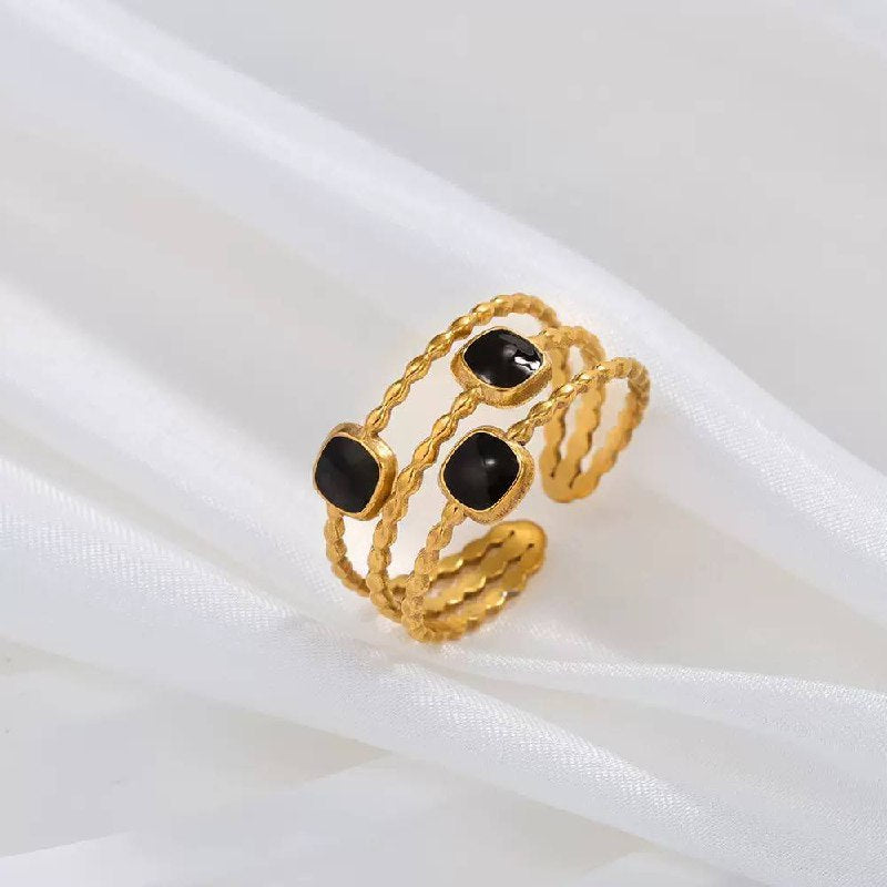 Black Enamel Strip Ring