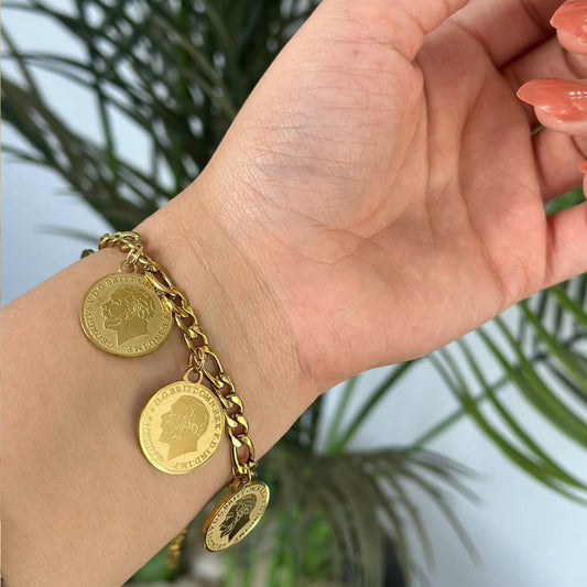 Five Coins Figaro Bracelet