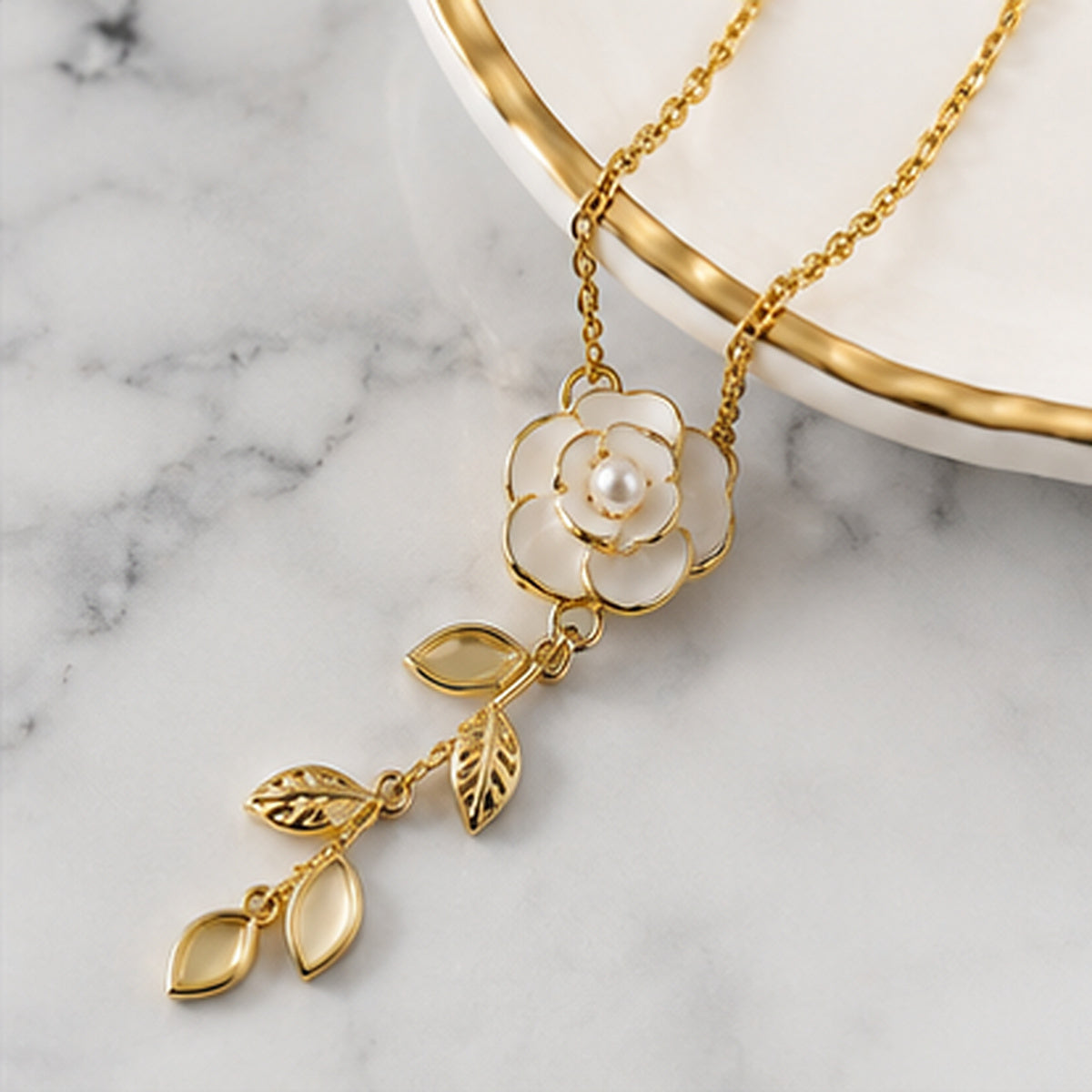 White Rose Necklace